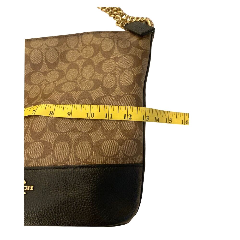Coach Paxton Duffle Bag Signature Canvas Crossbody Shoulder Gold Chain Leather - Picture 14 of 16